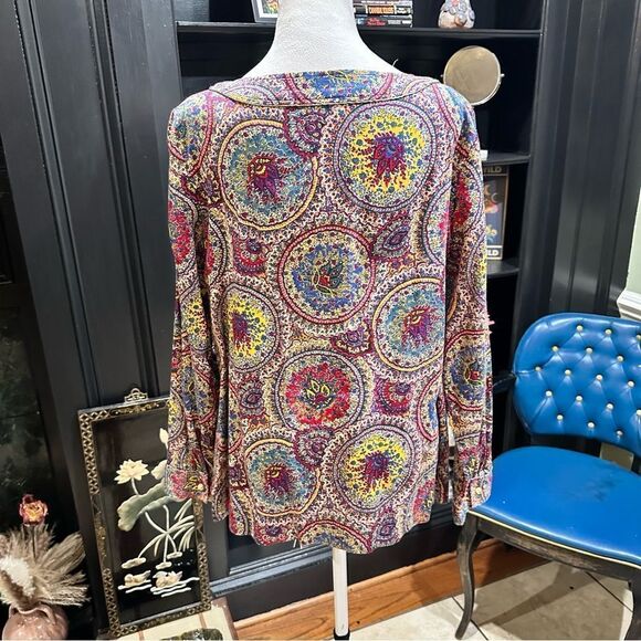 Talbots Colorful Boho Floral Blouse Size 12 - Picture 9 of 12